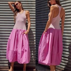 Pink racerback tank maxi Dress